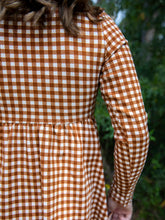 Fitted Ribbed Dress - Brown Check